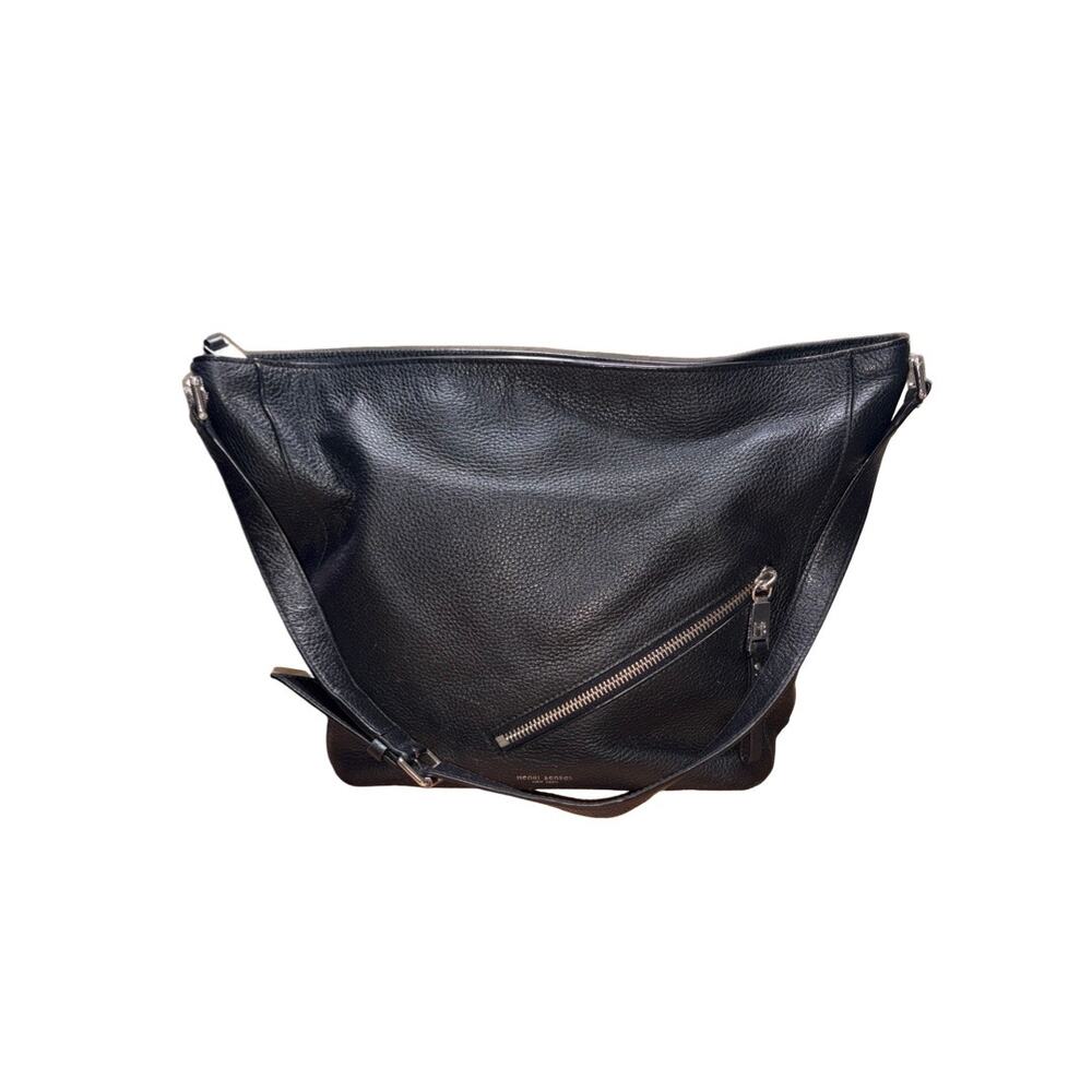 Henri Bendel New York Black Grainy Leather Hobo Bag